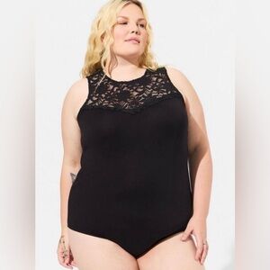 NWT Torrid Super Soft Lace Sweetheart Bodysuit Size 3X Black Sleeveless